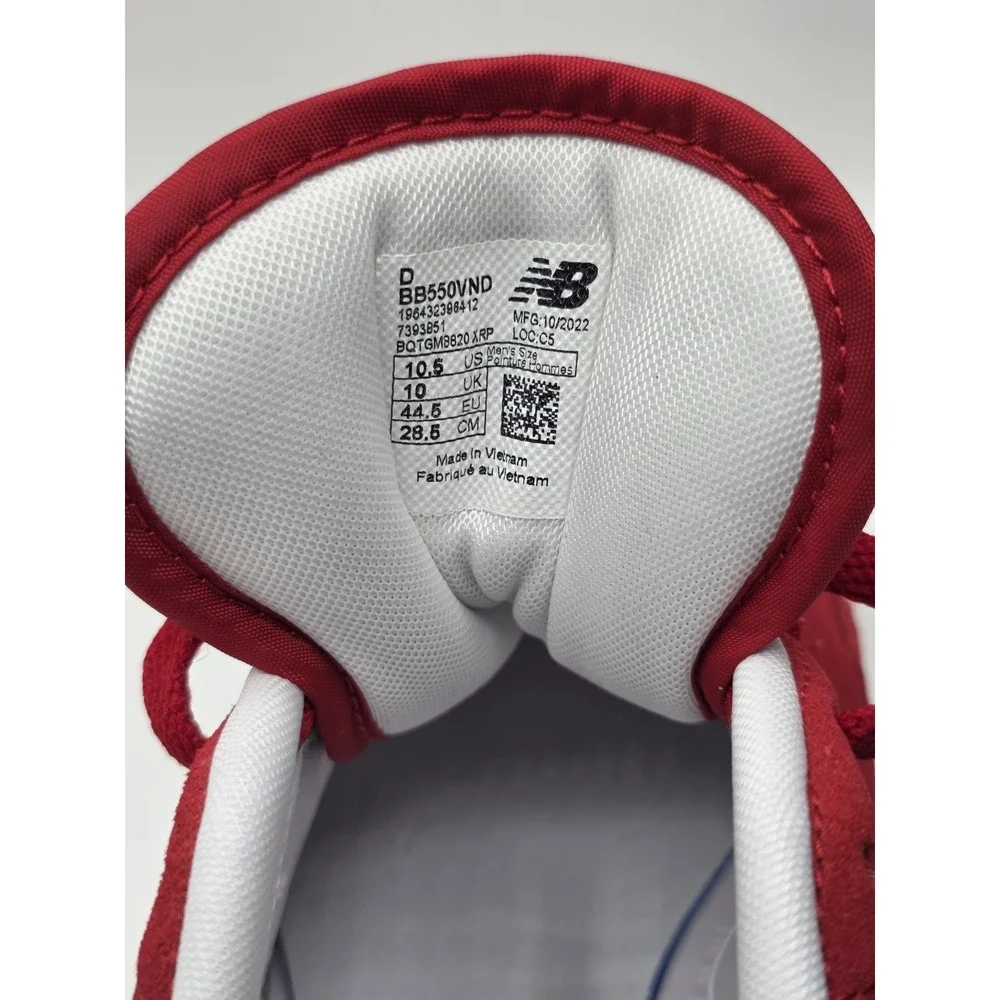 New Balance 550‎ Suede Pack Team Red And White BB550VND Men's Size 10.5